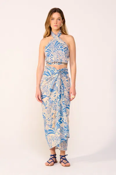Poupette St Barth Long Skirt Uma In Blue