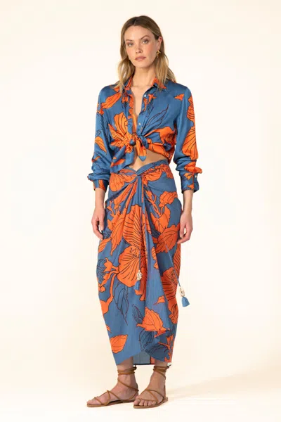 Poupette St Barth Long Skirt Uma In Blue