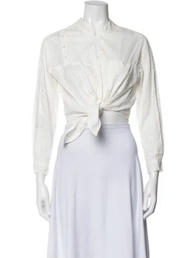 Pre-owned Poupette St Barth Long Sleeve Blouse In White