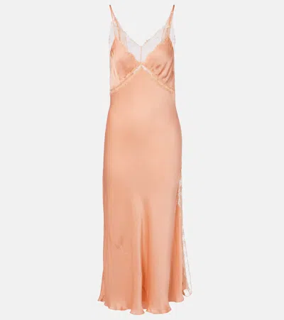 Poupette St Barth Luli Lace-trimmed Satin Slip Dress In Pink