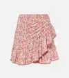 Poupette St Barth Mabelle Floral Shirred Miniskirt In Pink Jardin