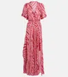 Poupette St Barth Mabelle Printed Satin Midi Dress In Pink