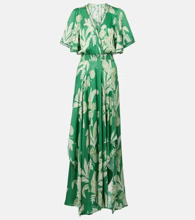 Poupette St Barth Mabelle Satin Maxi Dress In Green