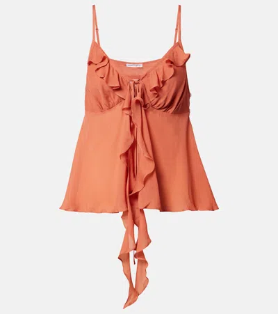 Poupette St Barth Maja Ruffled Chiffon Top In Pink