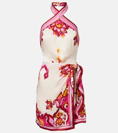 Poupette St Barth Manon Printed Satin Minidress In Multi