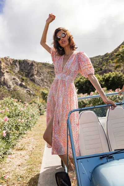 Poupette St Barth Midi Dress Reine In Pink