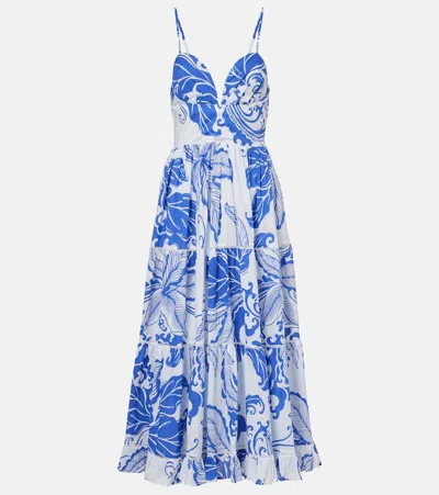 Poupette St Barth Milena Printed Cotton Maxi Dress In Blue