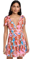 Poupette St Barth Mini Cara Dress Red Geo Afro In Red Geo Afro