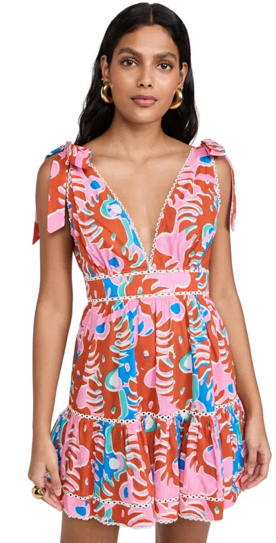 Poupette St Barth Mini Cara Dress Red Geo Afro