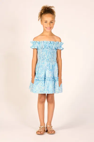 Poupette St Barth Mini Dress Amber For Girls In Blue