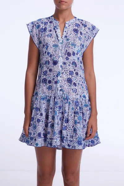 Poupette St Barth Mini Dress Amora Drop Waist In Blue