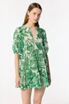 Poupette St Barth Aria Mini Dress White Green Macro Stelis