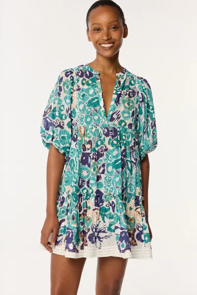 Poupette St Barth Mini Dress Aria In Blue Pencilleo