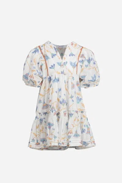 Poupette St Barth Mini Dress Aria For Girls In Blue Ylang Ylang