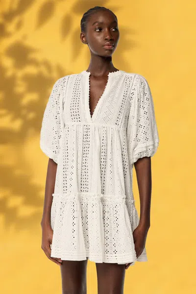 Poupette St Barth Aria Broderie Anglaise Cotton Minidress In Natural White