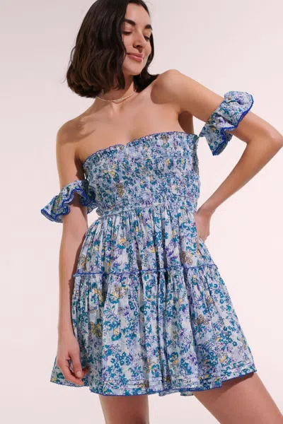 Poupette St Barth Mini Dress Aurora In Blue