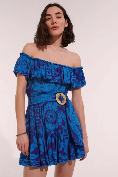 Poupette St Barth Mini Dress Bella In Blue