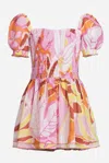 Poupette St Barth Mini Dress Bertha For Girls In Pink Macro Lilium