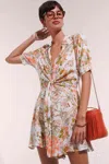 Poupette St Barth Bettina Print Tie Front Cover-up Minidress In Multi