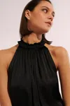 Poupette St Barth Bianca Halterneck Satin Minidress In Black