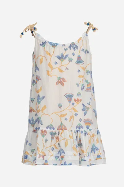 Poupette St Barth Kids' Mini Dress Billie For Girls In Blue Ylang Ylang