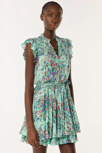 Poupette St Barth Mini Dress Callie In Mint Exotic Forest