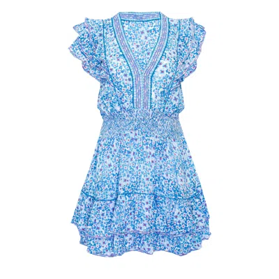 Poupette St Barth Mini Dress Camila Blue Hortensia