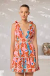 Poupette St Barth Mini Cara Dress Red Geo Afro In Red