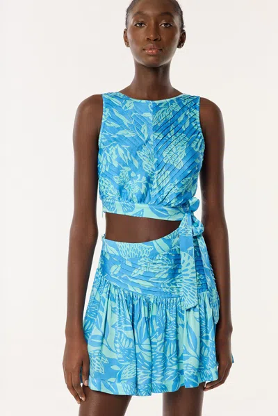 Poupette St Barth Mini Dress Celeste In Blue Macro Stelis