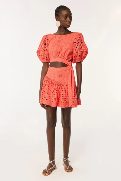 Poupette St Barth Mini Dress Chantal In Coral