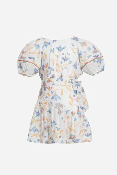 Poupette St Barth Kids' Mini Dress Chantal For Girls In Blue Ylang Ylang