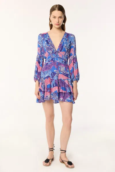 Poupette St Barth Mini Dress Chiara In Blue Ashanti