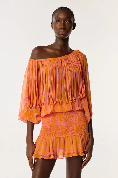 Poupette St Barth Mini Dress Clementine In Pink Macro Stelis