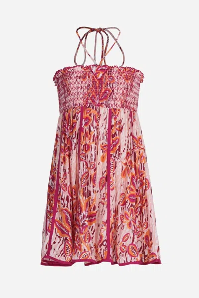 Poupette St Barth Kids' Mini Dress Cycas For Girls In Pink Exotic Forest