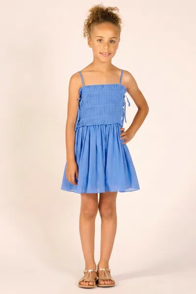 Poupette St Barth Mini Dress Elena For Girls In Blue