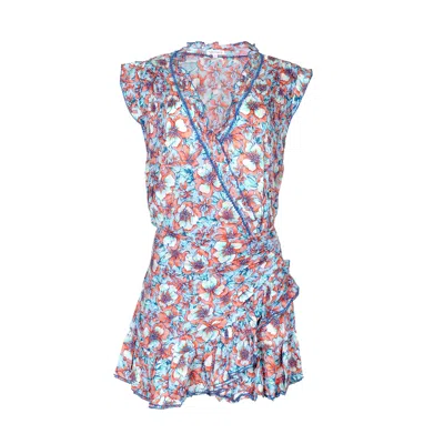 Poupette St Barth Mini Dress Estelle Aqua Dalia Viscose