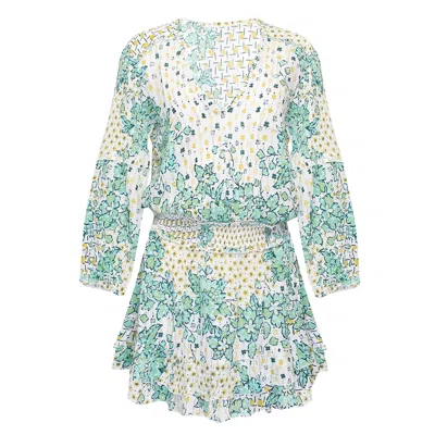 Poupette St Barth Mini Dress Ilona Long Sleeve Green Edelweiss