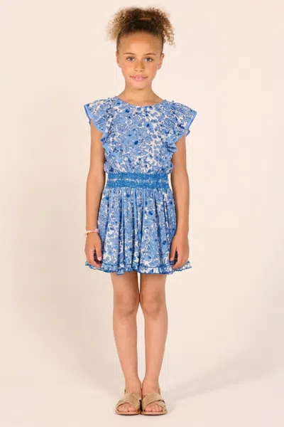 Poupette St Barth Kids' Mini Dress Kikka For Girls In Blue