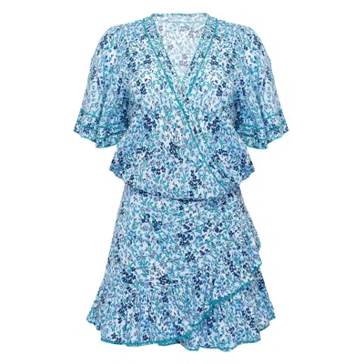 Poupette St Barth Mini Dress Mabelle Sky Blue Daffodil