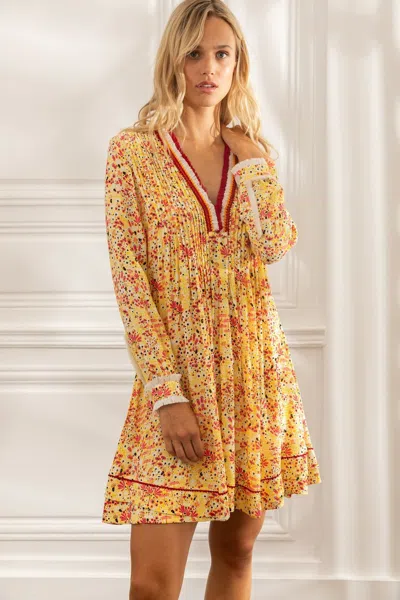 Poupette St Barth Mini Dress Ola Long Sleeve In Yellow
