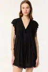 Poupette St Barth Sasha Flutter Sleeve Mini Dress In Black