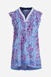 Poupette St Barth Mini Dress Sasha For Girls In Blue Exotic Forest
