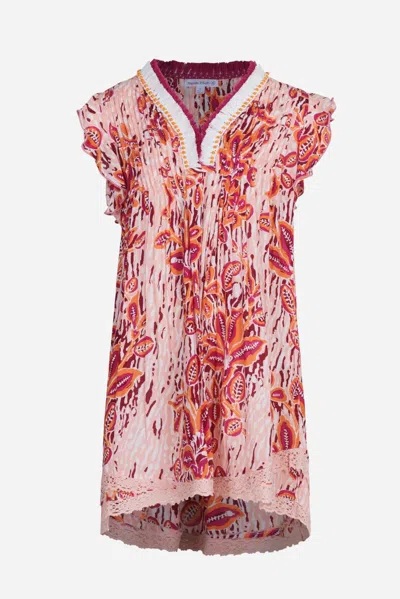 Poupette St Barth Mini Dress Sasha For Girls In Pink Exotic Forest