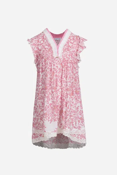 Poupette St Barth Mini Dress Sasha For Girls In Pink Lazuli