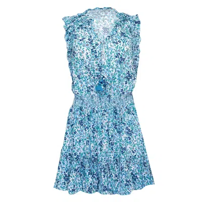 Poupette St Barth Mini Dress Triny Ruffled Blue