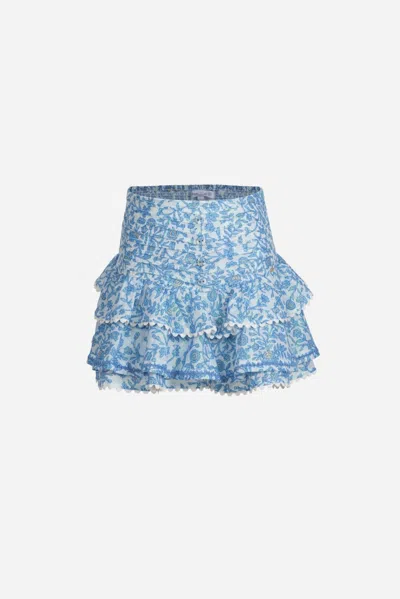 Poupette St Barth Mini Skirt Alizee For Girls In Blue Lazuli