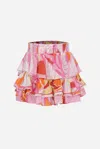 Poupette St Barth Mini Skirt Ariane For Girls In Pink Macro Lilium