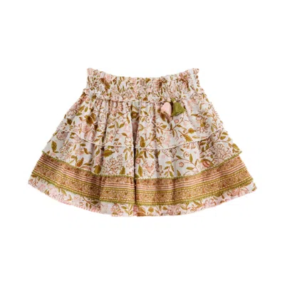 Poupette St Barth Mini Skirt Ariel Ct Pm Kids Green Menton Cotton Plumeti In Multi