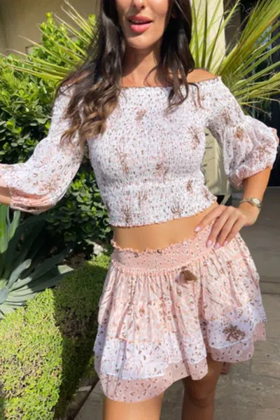 Poupette St Barth Mini Skirt Ariel Pink St. Tropez Cotton Mousseline In Multi