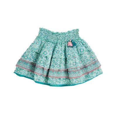 Poupette St Barth Mini Skirt Ariel V Kids Aqua Je T'aime Viscose In Green